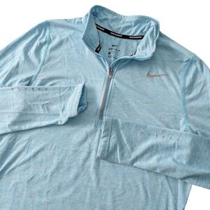 Nike Dri-FIT Running 1/2 Zip Pullover Women's M Blue Heather Thumbholes LS